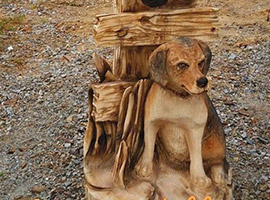 Horse and Dog Chainsaw Sculpture
