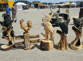 Bear and Rooster Chainsaw Carving