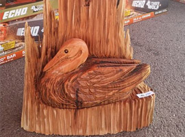 Duck and Cattails Chainsaw Sculpture